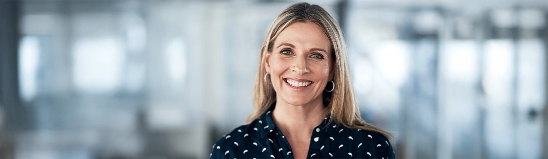 Dentist Sacramento CA Smiling Woman With Blue Eyes